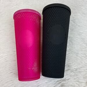 Set of 2 Starbucks Limited Edition Studded Tumblers Pink Black 24oz